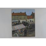 M Benbow, 20th century, market scene, oil on panel, signed, 31cm by 25cm