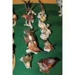 Goebel, ten porcelain models of garden birds including firecrest, bluetits, wren and a chaffinch