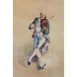 H Gillard Glindoni (1852-1913), a pair of figures, violinist and dancer, two watercolours, signed,