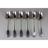 A set of four Victorian silver fiddle pattern tablespoons, maker Charles Boyton, London 1854,