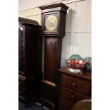 An 18th century eight-day longcase clock by James Verrier, North Curry, in oak case, 30.5cm square,