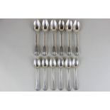 A set of six Victorian fiddle, thread and shell pattern silver teaspoons, maker Joseph and Albert