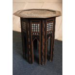 An ottoman occasional table with octagonal mother of pearl inlaid top and sides (a/f) (NC)