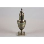 A  George III silver sugar caster, London 1800, with thread band body and pierced top (top with