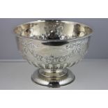 An Edward VII silver rose bowl, maker Alexander Clark Manufacturing Co, Birmingham 1904, with floral