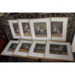 J Plank, set of eight paintings on silk, horse riders from Spanish riding school, portrait and