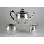 A Victorian silver teapot with matching sugar bowl, maker J H Potter, Sheffield 1899, together