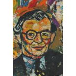 John Bratby (1928-1992), head and shoulders portrait of a man wearing spectacles, oil on canvas,