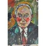John Bratby (1928-1992), head and shoulders portrait of a man, oil on canvas, signed, 45cm by 36cm