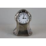 A George V silver cased boudoir clock, maker Walker and Hall, Birmingham 1921, thirty hour movement,