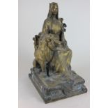 C H Samuel, a bronze statue of seated Britannia with lion on rectangular base, with presentation