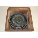 A ship's compass with gimbal action, 22cm, together with a glazed case (NC)