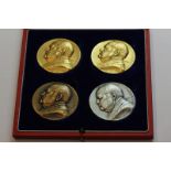 A limited edition set of Churchill Commemorative Medals comprising a 22ct gold example, 116g; a