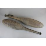 A pair of juggler's wooden batons, 59cm, (NC)