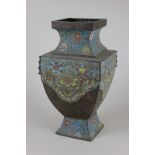 An oriental bronze vase, baluster shape with champleve coloured decoration , 25cm high (NC)