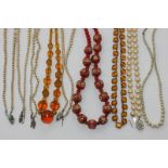 A quantity of costume jewellery necklaces