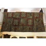 A large Victorian tapestry consisting of fifteen square panels depicting adults, children and