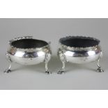 A pair of George III silver salts, maker William Chawner, London 1819, with gadroon border on