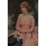 Attributed to John W Schofield portrait of the late Mrs Coventry as a young woman, seated three