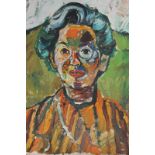 John Bratby (1928-1992), head and shoulders portrait of a woman, oil on canvas, 46cm by 36cm