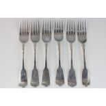 A set of five Irish silver table forks, Edward Power, Dublin 1832, together with a matched fork