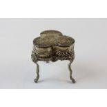 A small 19th century Dutch silver trefoil shaped box, import mark for 1897, with  hinged lid and