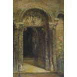 Catherine M Wood (1860-1939), The North Gate, Ely Cathedral, oil on canvas, signed, 40cm by 30cm