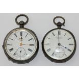 Two silver open face pocket watches