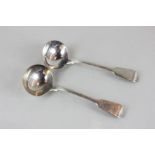 A pair of George IV silver fiddle pattern sauce ladles, maker WC London 1823 (initialled), 4oz