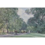 Alfred East (1849-1913), park scene, Kensington Gardens, watercolour, signed, 24cm by 34cm