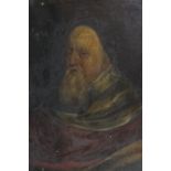 19th century school, portrait of a bearded gentleman, head and shoulders in red robe, oil on canvas,