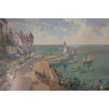 James Greig, view of Lynmouth Harbour, watercolour, inscribed and signed, 30cm by 44cm
