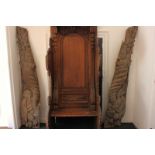 Two large carved wood cornucopia of fruit wall panels, 230cm high, (NC)