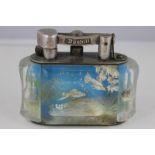 A mid 20th century Aquarium Dunhill table lighter with acrylic body decorated with fish in seascape,