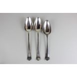 A pair of George III Hanoverian pattern silver tablespoons, maker John Power, Dublin 1804,