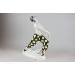 A Czechoslovakian Royal Dux style porcelain figure of a half nude dancer, 48cm high