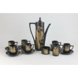 A Portmerion Phoenix pattern coffee set for six including cream jug, sugar bowl and coffee pot