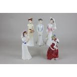 A set of four Royal Doulton ladies, Lillian in Summer HN3003, Emily in Autumn HN3004, Sarah in