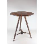 A pine top gypsy table, octagonal top on turned tripod legs, together with an oval Edwardian