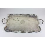 An Edwardian silver two-handled tray, maker H H Plante, London 1904, monogrammed, 68.5oz