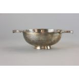 A George V silver Art Deco quaich, maker Adie Brothers, Birmingham 1933, inscribed, 12cm diameter,