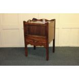 A George III mahogany cabinet commode with tambour slide, 55cm
