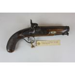 A mid 19th century officer's percussion cap pistol with lock plate inscribed Jos'h Child, by