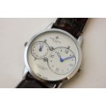 A replica Patek Phillipe steel dual time wrist watch