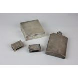 An Edward VIII silver hip flask, Birmingham 1939, a silver cigarette box (same date) and two