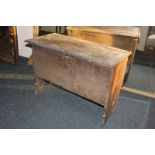 An early 17th century oak plank coffer, 74cm (NC)