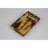 A Victorian blond tortoiseshell card case, 5.5cm by 9cm