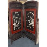 A Japanese two panel screen decorated with panels of birds in branches on bone, 182cm (NC)