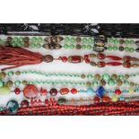 A collection of twenty various bead necklaces
