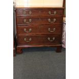 A George III mahogany chest of four long graduated drawers, on bracket feet, 87cm